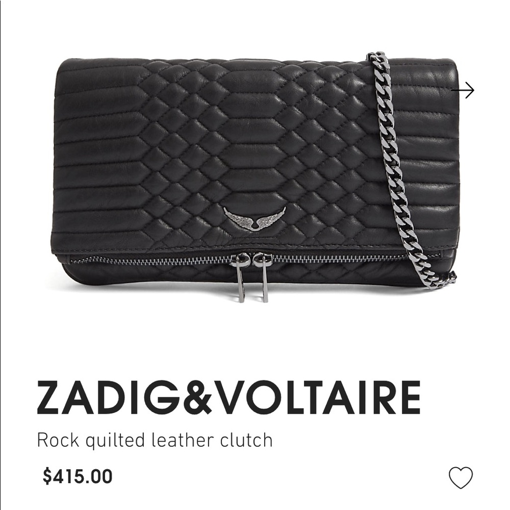 Zadig & Voltaire rock stud foldover leather purse